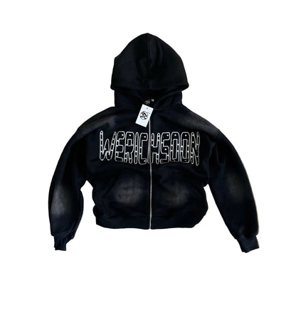 Rhinestone Lettered Zipup